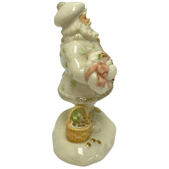 Vintage 2002 Lenox A Merry Irish Santa Porcelain Figurine Clover Wreath 5” - Picture 3 of 5